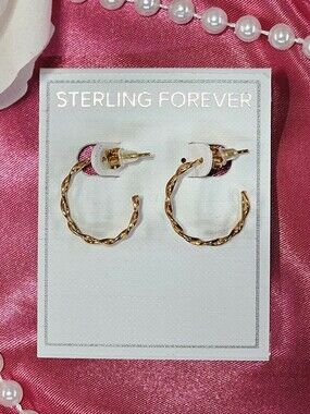 Sterling Forever Open Rope Hoop Earrings Gold Tone Boho Classic Minimalist Gifts